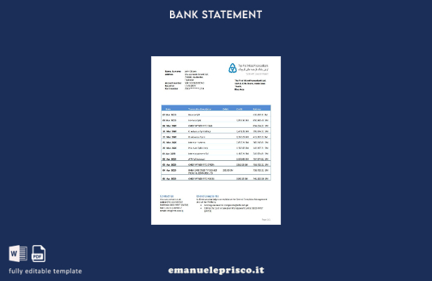stile verificato Tagikistan Il modello word di estratto conto bancario First Mic